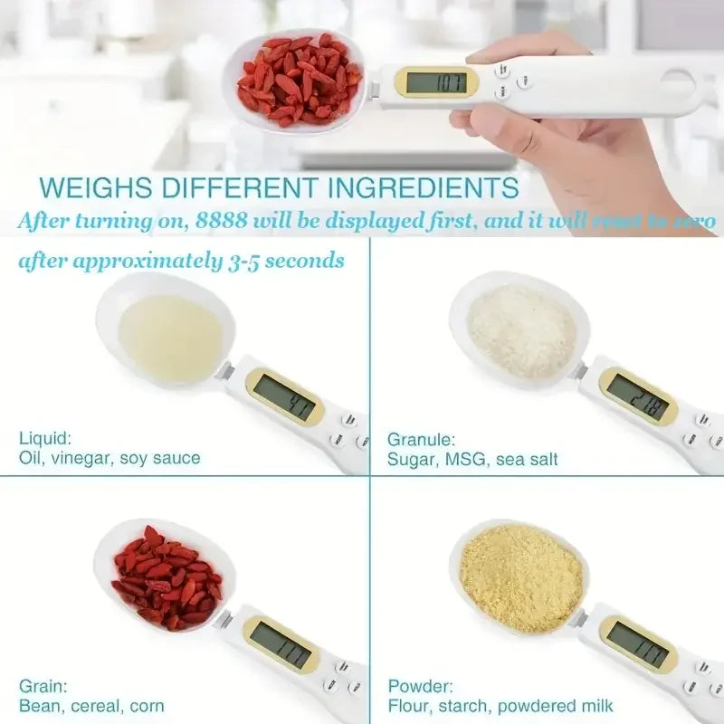 Cuchara Digital de Precisión 0.1–500g — Mide café, proteína y especias al gramo exacto | Pantalla LCD, compacta y recargable